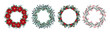 © Diana Kovach - Christmas wreath with poinsettia, leaves, branches, berries, holly, pine cone. Winter floral collection. Vector frame, arrangement. Hand drawn Happy New Year illustration isolated on white background