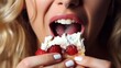 © Svetlana - woman eating a cake with cream extremely closeup