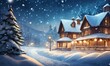 Christmas background  - snow landscape with sparkling lights, Generative AI