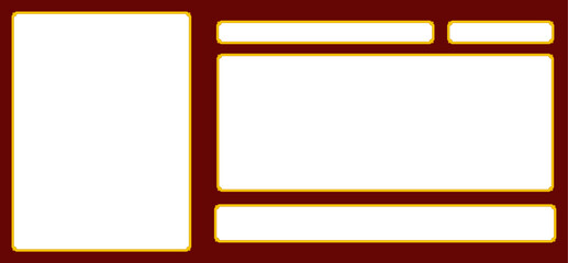 Wall Mural - vector golden border frames in different shapes on burgundy brown red background. yellow frames for 