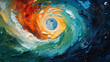 Dynamic Earth: Abstract Oil Painting of Atmospheric Swirls and Oceanic Harmony in Blue Tones