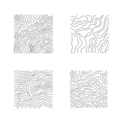 Topography Pattern Square In Abstract Contour Line.  Vector Illustration Set. 