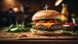 photo delicious burger with many ingredients tasty cheeseburger splash sauce 3