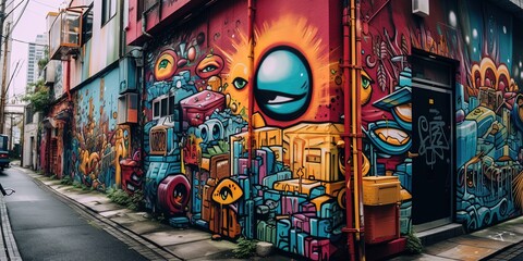 Wall Mural - exploring the secret graffiti art of tokyo's alleys, japan vibrant street art culture