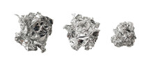 Aluminum Foil Ball Isolated, Wrinkled Aluminium Sphere, Crumpled Tin Material, Abstract Tinfoil Object