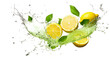 Fresh Lemonade Splashing on lemon fruit isolated on transparent background PNG