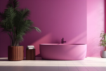 Wall Mural - fuchsia bathroom