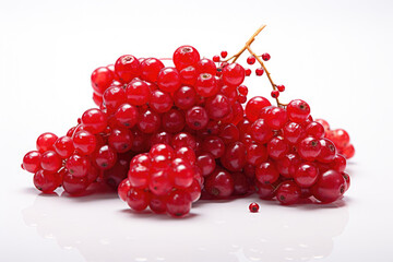 Wall Mural - Pile of red berries arranged on clean, white surface. This image can be used to add touch of freshness and color to various projects.