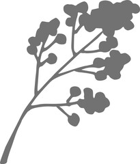 Wall Mural - Hand drawn dark silhouette of holly or privet branch, berries. Christmas artistic drawing, icon. Isolated floral natural element. Hand drawn vector illustration for greeting card, web. Winter flower