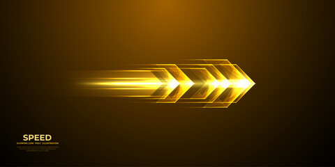 Leinwandbilder - One abstract big glowing speed-up arrow on a dark background. Business growth, success, high results, investment growth, development progress, financial company statistics, and start-up concept. 