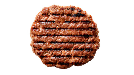 Top View Grilled Hamburger Meat. Isolated on Transparent background.