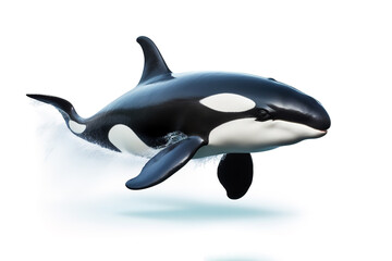 Wall Mural - Image of killer whale on white background. Fishs, Undersea animals. Illustration, Generative AI.