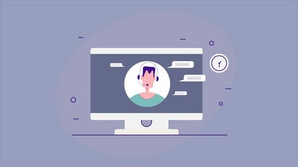 Wall Mural - online customer support, customer satisfaction, chat support, 24x7 customer support, 2d animation vi