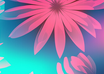 Wall Mural - abstract futuristic flower background in bright vivid colours created with generative ai technology