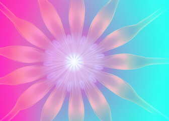 Wall Mural - abstract futuristic flower background in bright vivid colours created with generative ai technology
