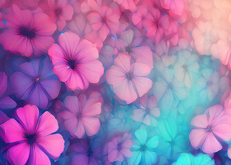 Wall Mural - abstract futuristic flower background in bright vivid colours created with generative ai technology