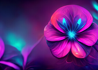 Wall Mural - abstract futuristic flower background in bright vivid colours created with generative ai technology