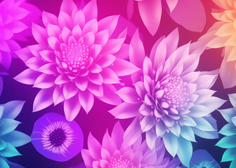 Wall Mural - abstract futuristic flower background in bright vivid colours created with generative ai technology