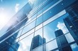 © JetHuynh - Reflective skyscrapers, business office buildings. Low angle photography of glass curtain wall details of high-rise buildings