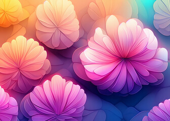 Wall Mural - abstract futuristic flower background in bright vivid colours created with generative ai technology