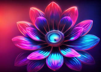 Wall Mural - abstract futuristic flower background in bright vivid colours created with generative ai technology