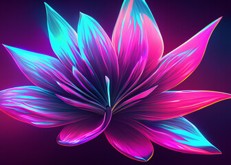 Wall Mural - abstract futuristic flower background in bright vivid colours created with generative ai technology