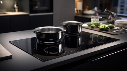Wall Mural - the sleek induction cooktop, the kitchen's newest gem
