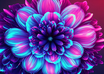 Wall Mural - abstract futuristic flower background in bright vivid colours created with generative ai technology