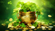 | Pot of gold coins in a spring