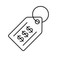 Sticker - Label price tag icon. Black linear discount coupon. Sale concept