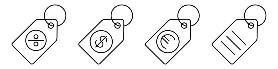 Wall Mural - label price tag icon. set of black linear discount coupons.