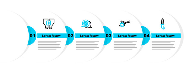 Poster - Set line Military knife, Howitzer, Peace and Binoculars icon. Vector