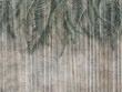 Palm leaves on the wall, tropical leaves. Illustration for wallpaper, card, poster, decoration whit dark green. Mural.