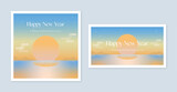 Fototapeta Zachód słońca - happy new year illustration blue sky rising sun