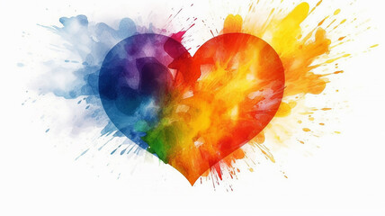 heart in rainbow colors on a white background spectrum banner concept.