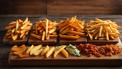 Wall Mural - Photo fried potatoes with sauce and mayonnaise crispy chips delicious tasty 3