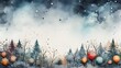 Mockup's watercolor pastel Christmas backdrop with big baubles and trees