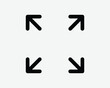 Expanding Arrows Icon Four Arrow 4 Point Pointers Zoom In Out Gesture Expand Enlarge Expansion Black White Shape Line Outline Sign Symbol EPS Vector