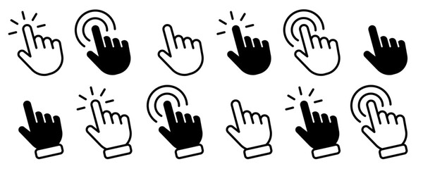 Wall Mural - hand click icon set. computer mouse click cursor. hand cursor icons. mouse click. vector illustratio