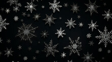 White Snowflakes On A Black Background. Generative AI.