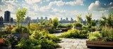 Urban rooftop garden With copyspace for text