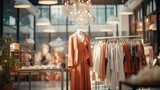 Fototapeta  - Fashion clothes in a trendy luxury boutique
