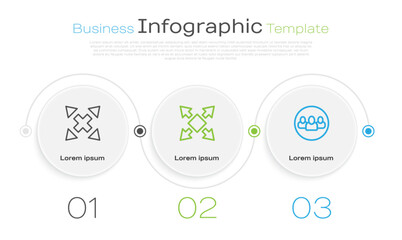 Sticker - Set line Many ways directional arrow, and Project team base. Business infographic template. Vector