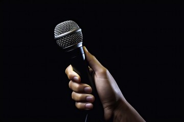 Capturing Best. Close Up of Karaoke Microphone. Stage Spotlight. Mic in limelight. Elevating Entertainment. Professional on Stage