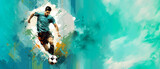 Fototapeta  - Man playing soccer, football sport banner illustration