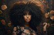 African beautiful woman portrait curly haired young model with dark skin 