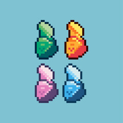 Wall Mural - Pixel art sets of rock material with variation color item asset. Simple bits of gems material on pixelated style. 8bits perfect for game asset or design asset element for your game design asset.