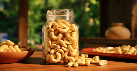 Wall Mural - nut cashew in a glass jar