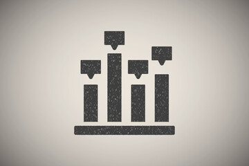 Poster - Chart column icon vector illustration in stamp style