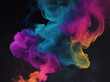 Textura de humo colorido sobre un fondo negro. Vista de frente y de cerca. IA Generativa